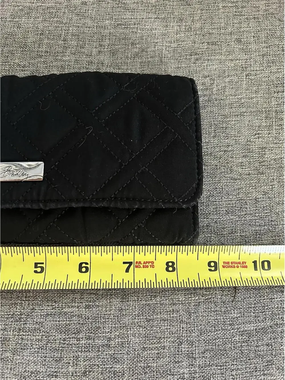 Vera Bradley Trifold Wallet Black Quilted Moon Drops Pattern Inside